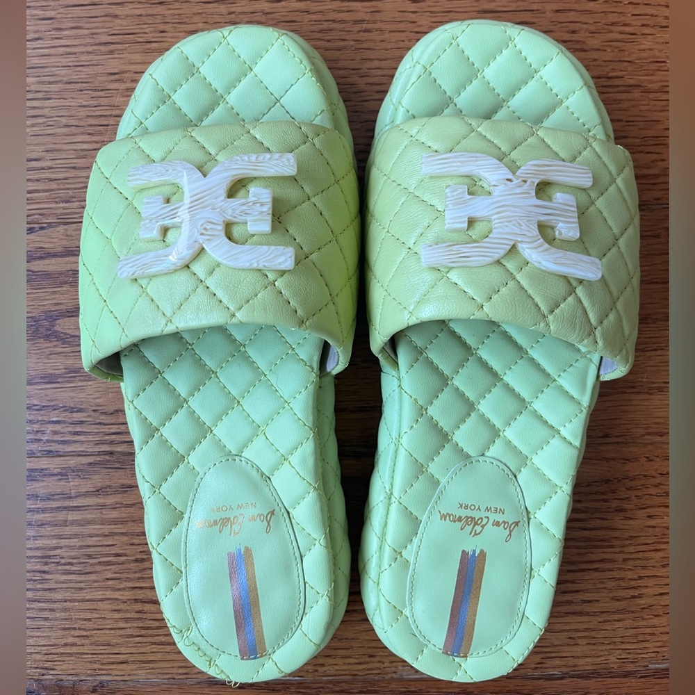 Sam Edelman Light Green Quilted Slides